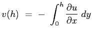 $\displaystyle v(h)\ = \ \displaystyle -\ \int_0^h{\ensuremath{\frac{\partial u}{\partial x}}\ dy}$
